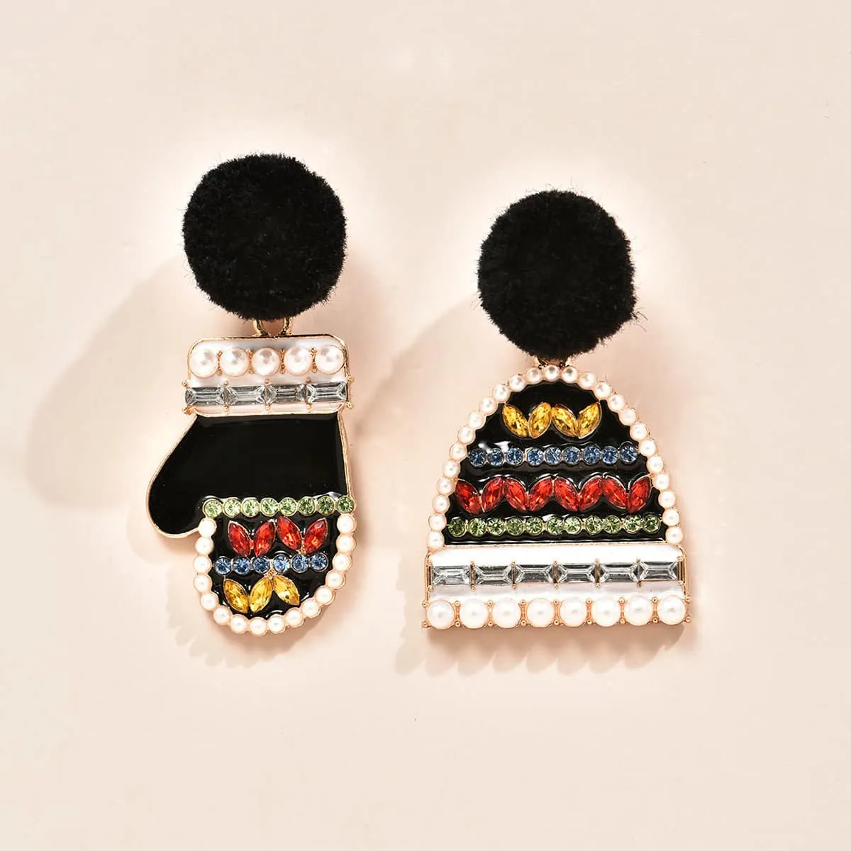 Black Cubic Zirconia & Pearl Hat & Mitten Drop Earrings sold by Zulily product image thumbnail 3
