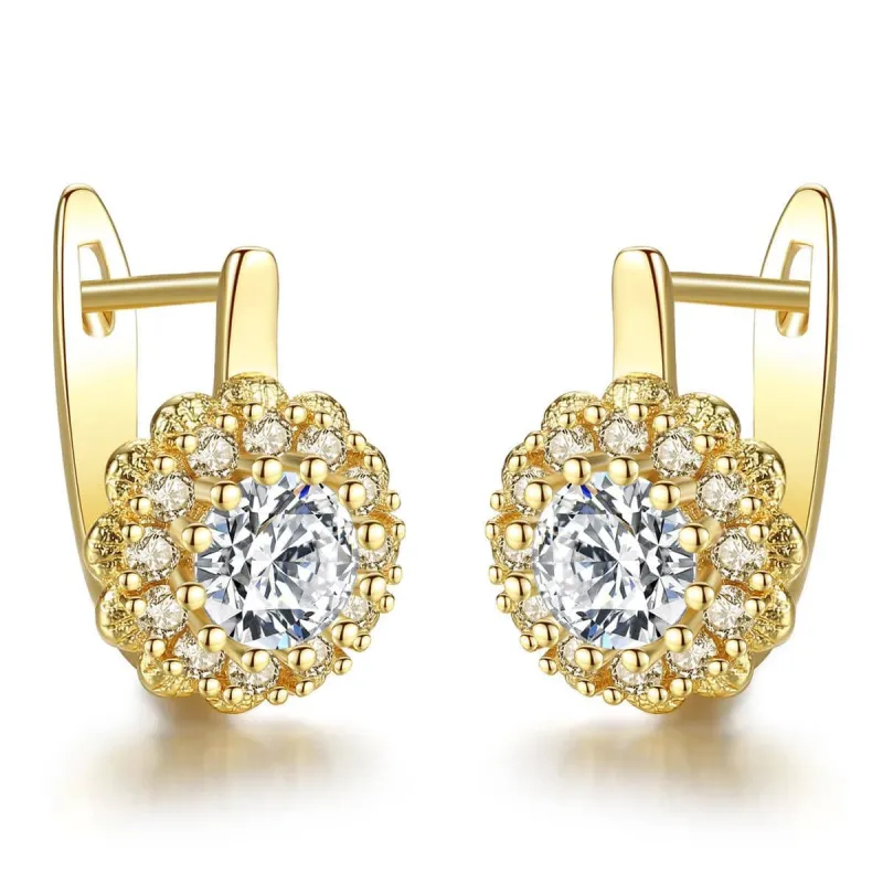 Cubic Zirconia & Crystal Goldtone Crystal Flower Huggie Earrings made by Zulily