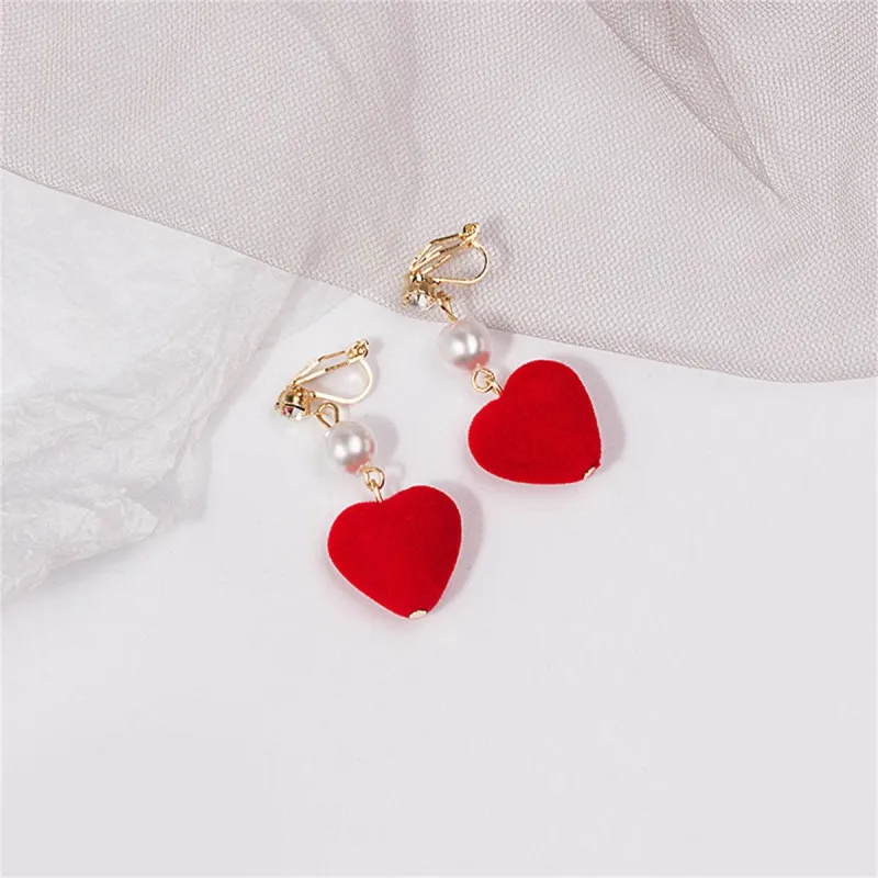 Red & Pearl Textured-Heart Drop Earrings made by Zulily