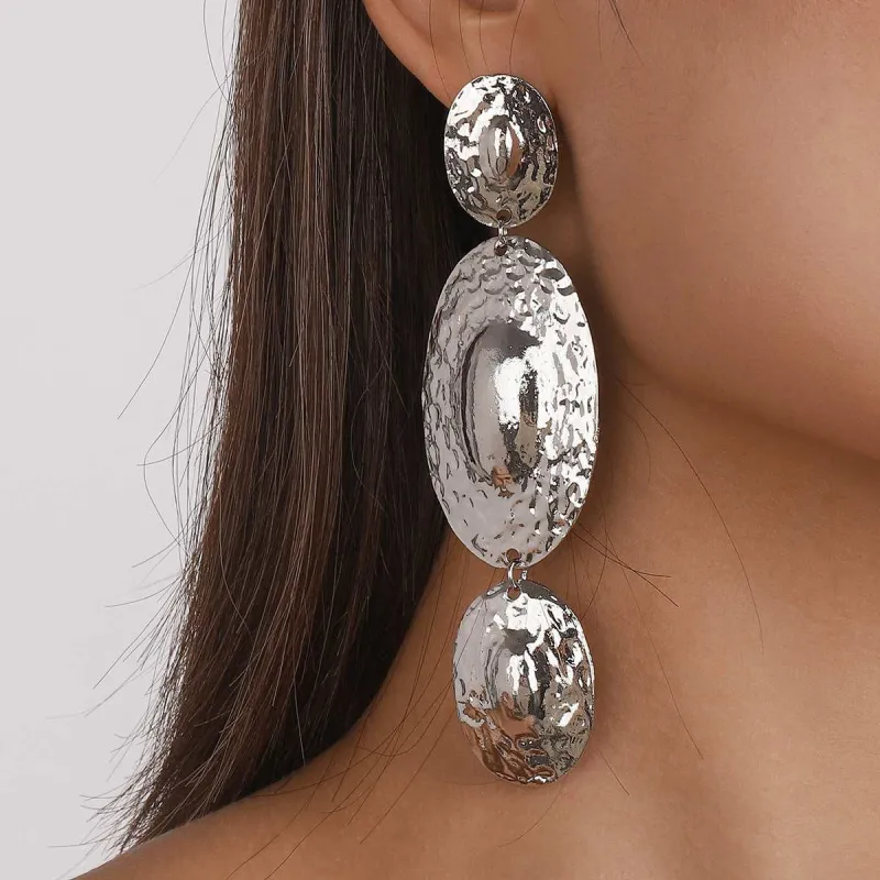Silvertone Textured Oval Drop Earrings made by Zulily