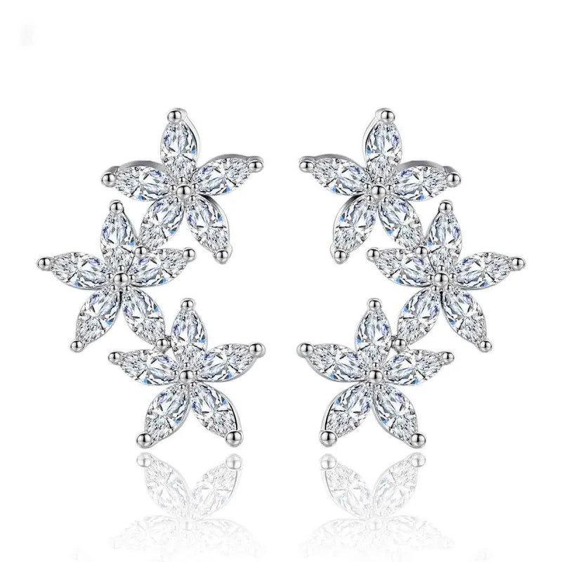 Crystal & Silvertone Flowers Ear Climbers made by Zulily