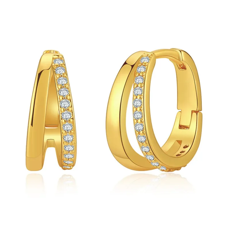Cubic Zirconia & Goldtone V-Shape Huggie Earrings made by Zulily