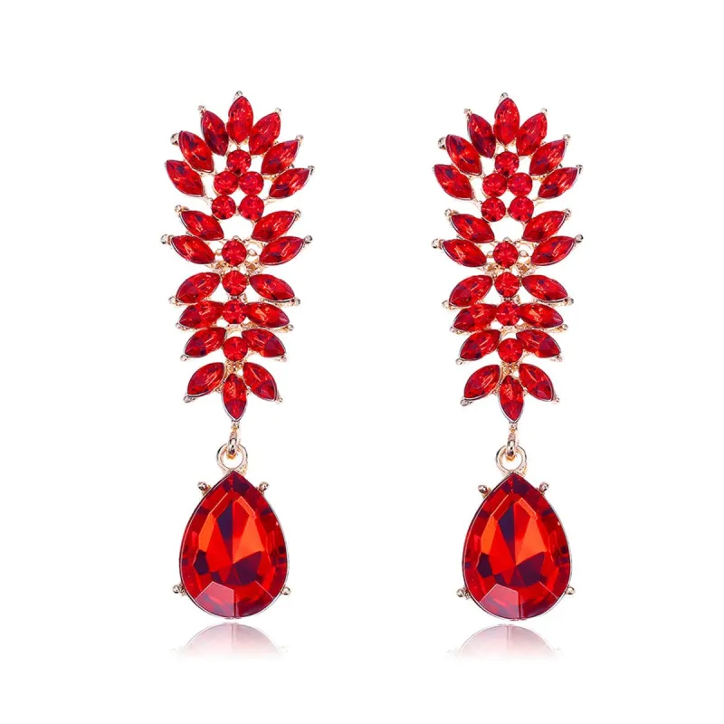 Red Crystal & Cubic Zirconia Botanical Drop Earring made by Zulily
