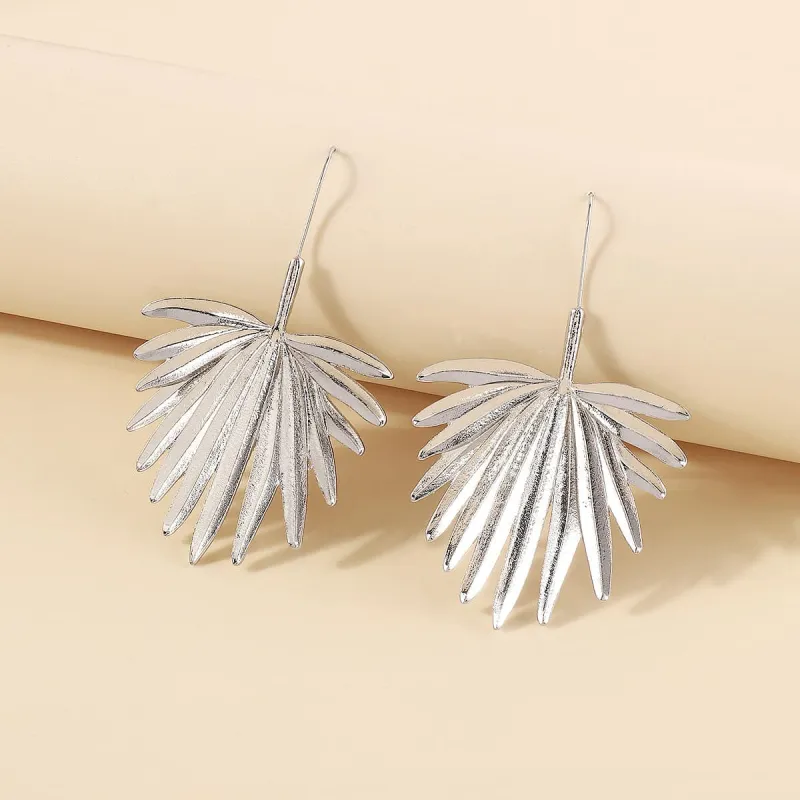 Silvertone Palm Leaf Drop Earrings made by Zulily