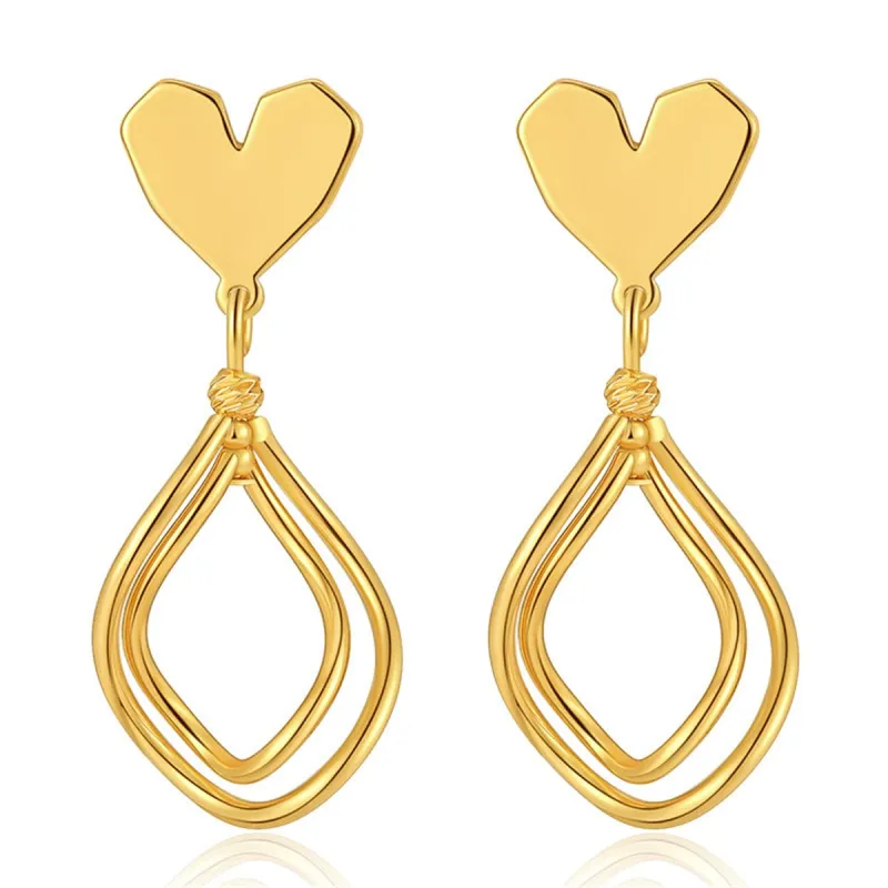 Goldtone Heart Oval Stack Drop Earrings made by Zulily