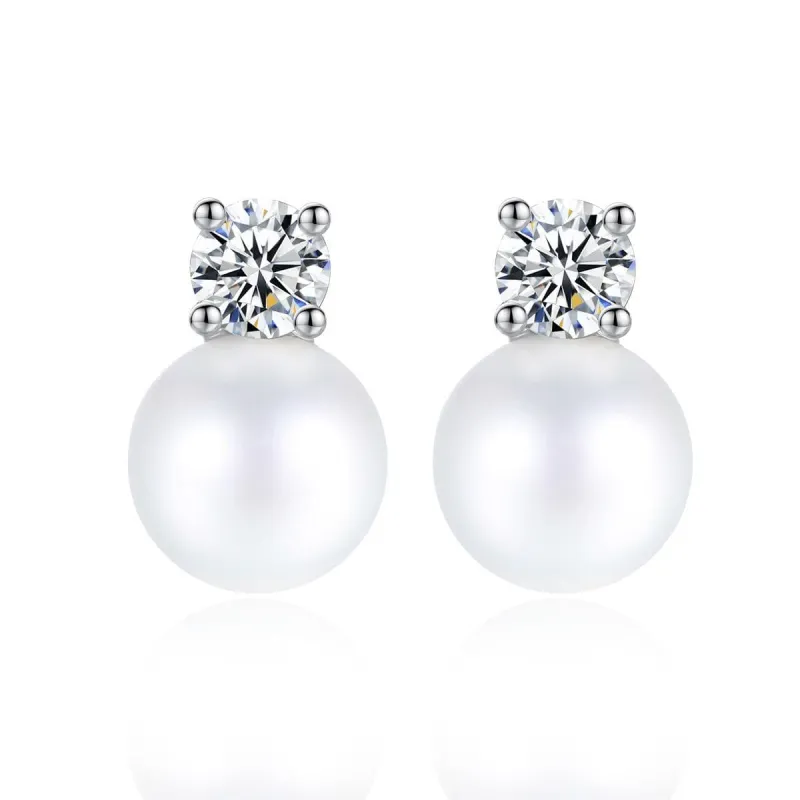 Pearl & Cubic Zirconia Silvertone Stud Earrings made by Zulily