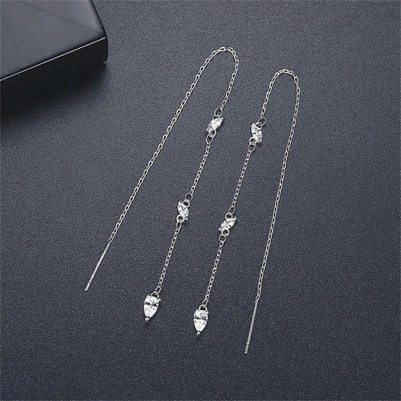 Pear Crystal & Silvertone Ear Threaders made by Zulily
