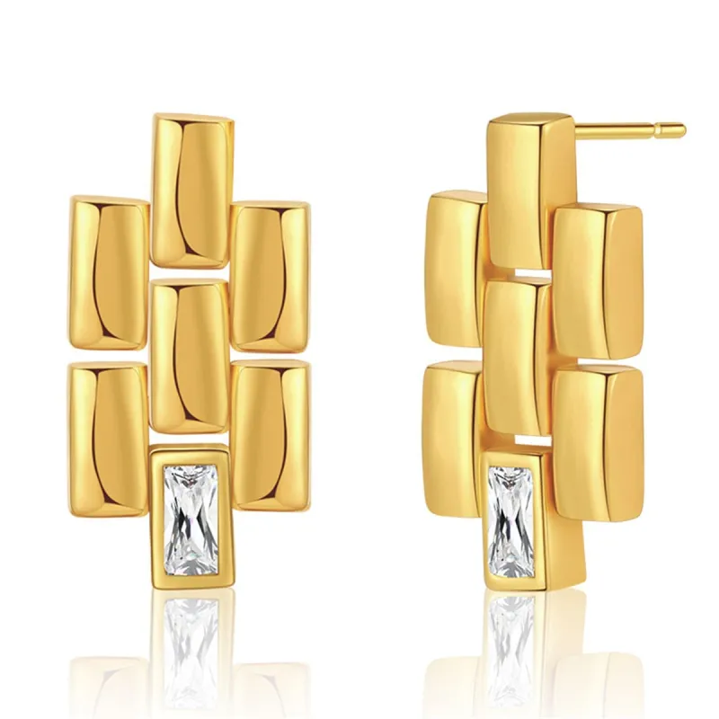 Clear Crystal & Goldtone Bricks Drop Earrings made by Zulily