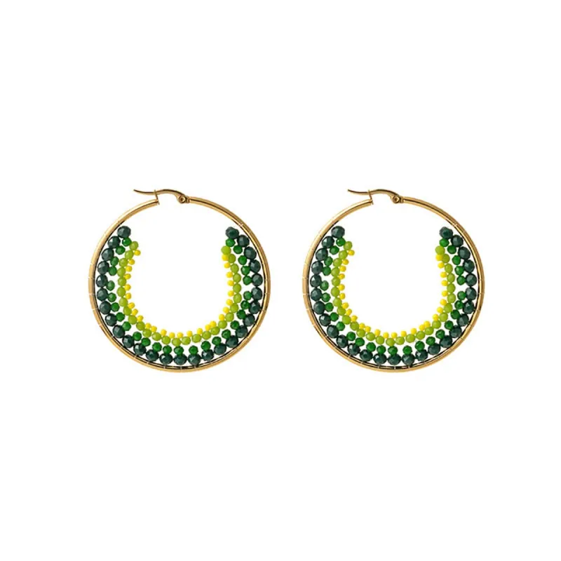 Yellow Acrylic & Goldtone Beaded Hoop Earrings made by Zulily