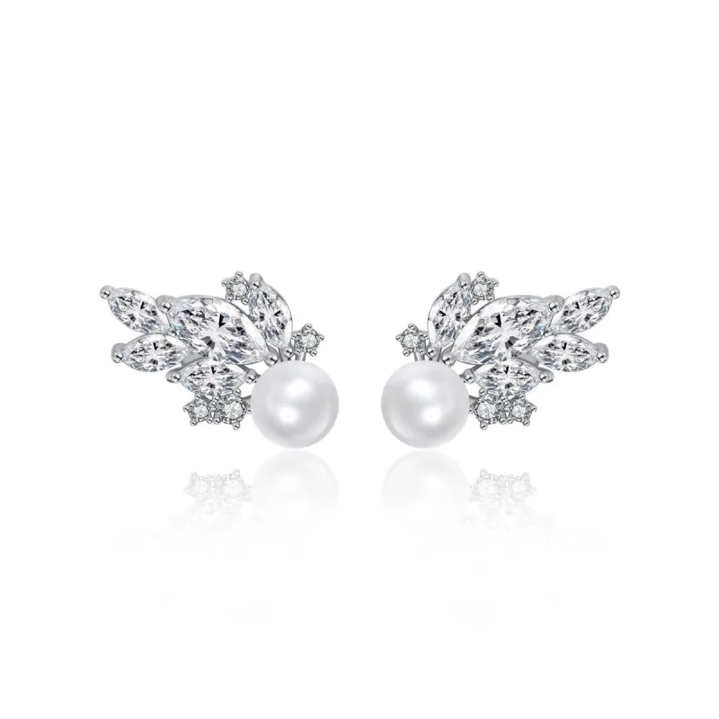 Cubic Zirconia & Crystal Pearl Silvertone Wing Stud Earrings made by Zulily