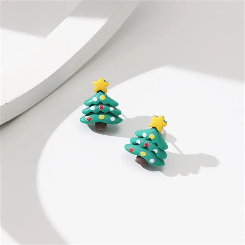 Yellow & Green Festive Tree Stud Earrings made by Zulily