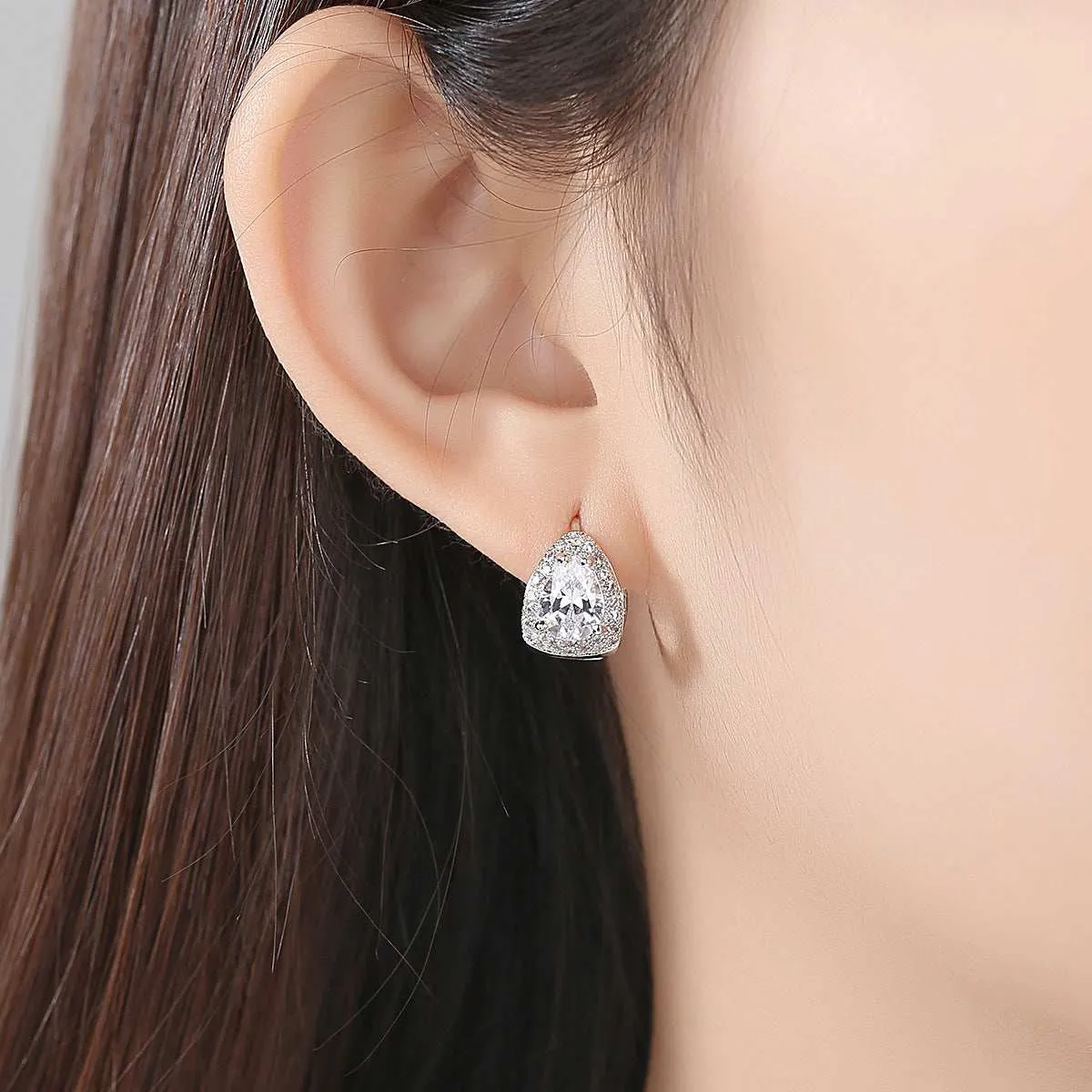 Crystal & Cubic Zirconia Pear-Cut Huggie Earrings sold by Zulily product image thumbnail 2