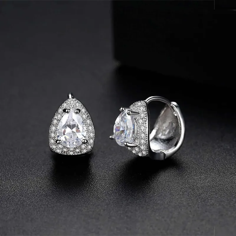 Crystal & Cubic Zirconia Pear-Cut Huggie Earrings made by Zulily