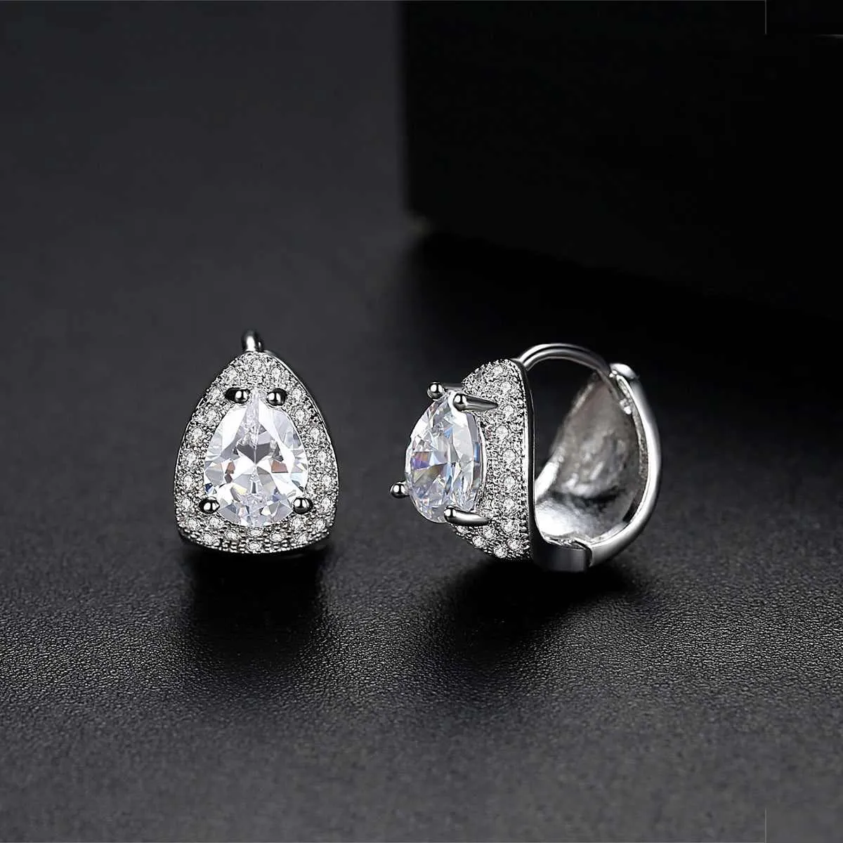 Crystal & Cubic Zirconia Pear-Cut Huggie Earrings sold by Zulily