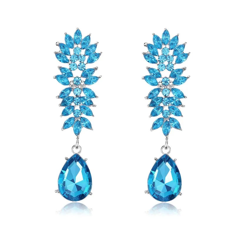 Blue Crystal & Cubic Zirconia Botanical Drop Earring made by Zulily