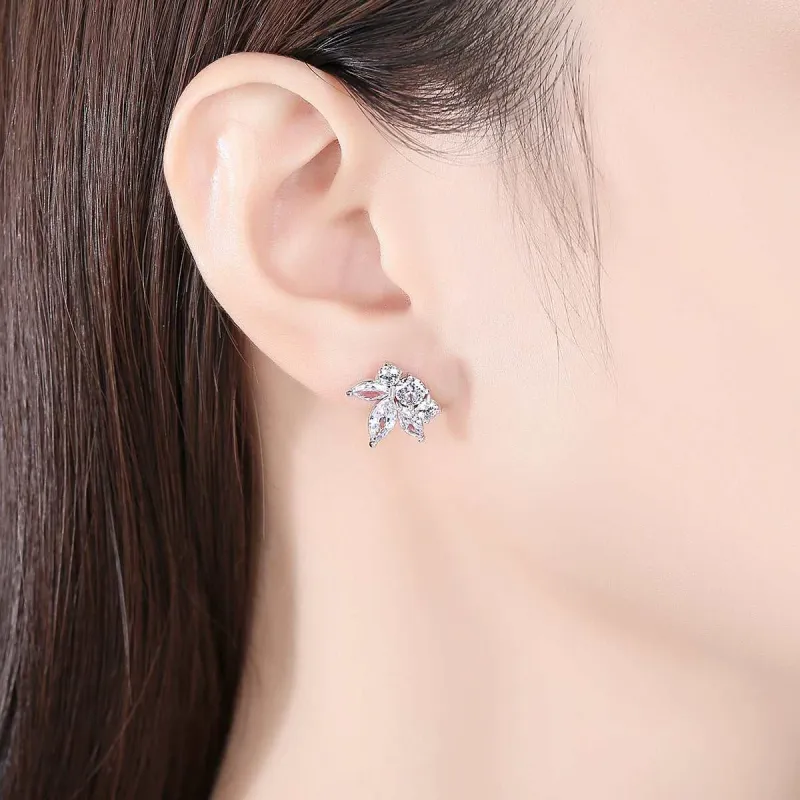 Marquise-cut Crystal & Silvertone Flower Stud Earrings made by Zulily