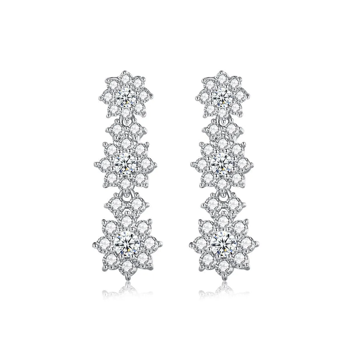 Cubic Zirconia & Silvertone Linked Flower Drop Earrings sold by Zulily