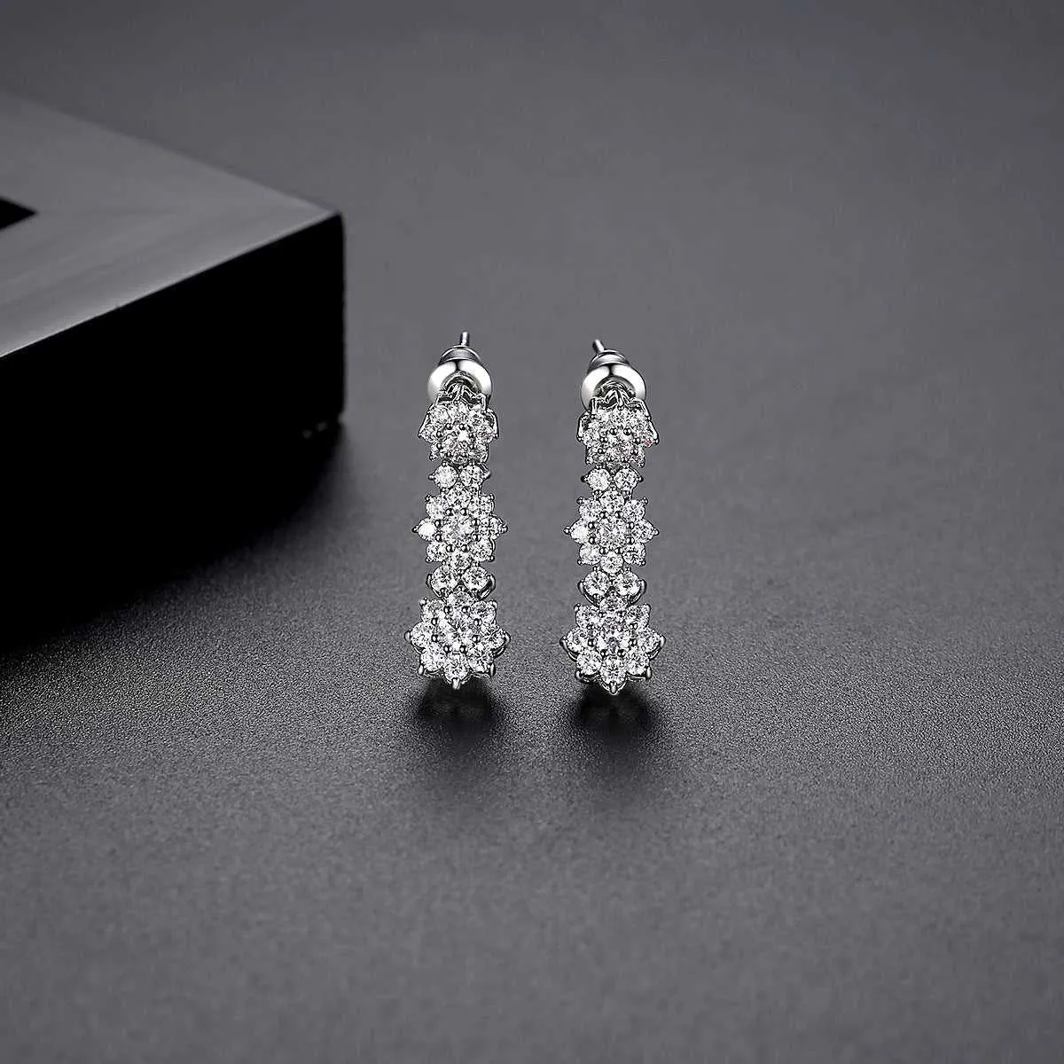 Cubic Zirconia & Silvertone Linked Flower Drop Earrings sold by Zulily product image thumbnail 2