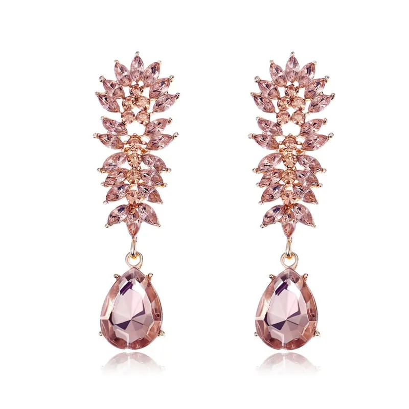 Champagne Crystal & Cubic Zirconia Botanical Drop Earring made by Zulily