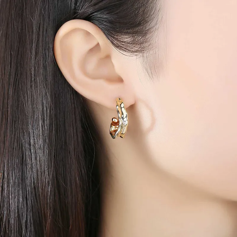 Goldtone Floral Hoop Earrings made by Zulily