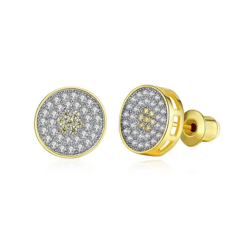 Cubic Zirconia & Goldtone Flower Round Stud Earrings made by Zulily