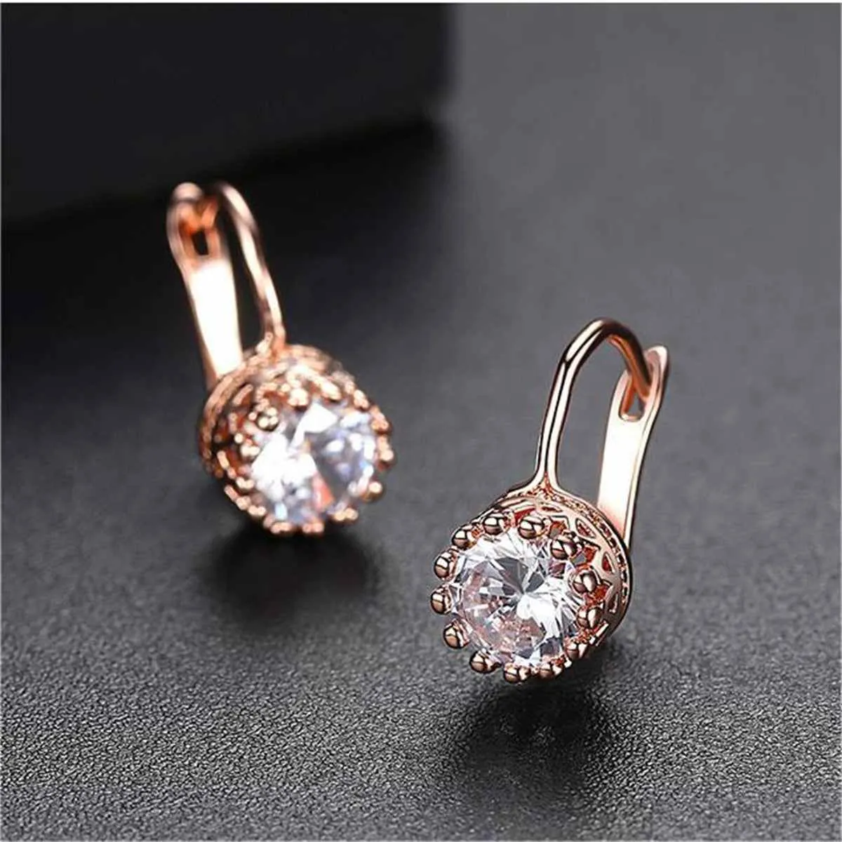 Crystal & Rose Goldtone Round Huggie Earrings sold by Zulily product image thumbnail 2