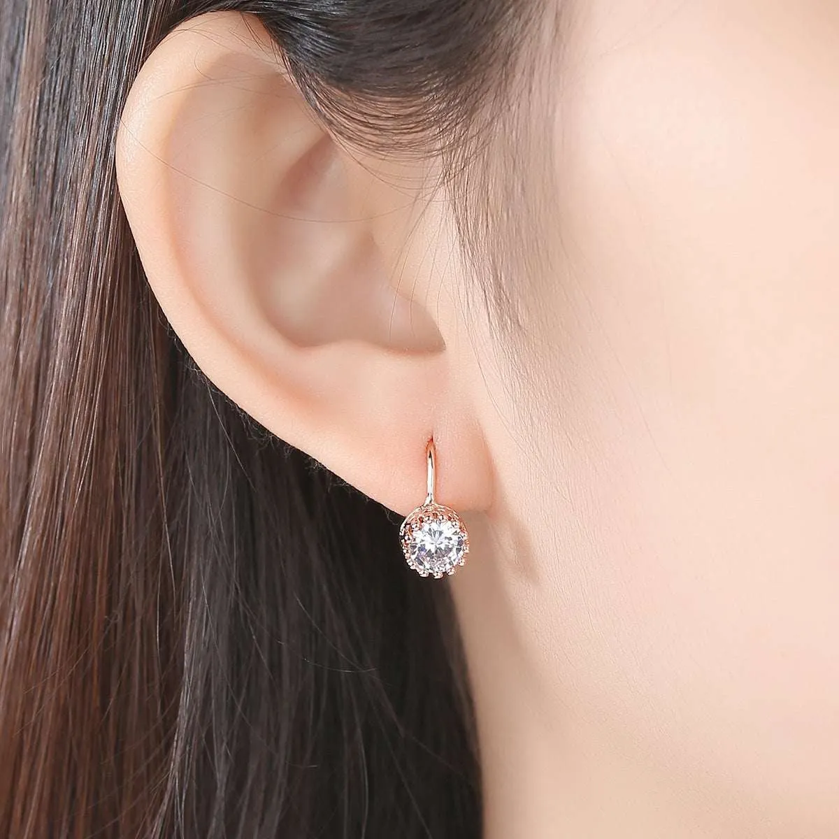 Crystal & Rose Goldtone Round Huggie Earrings sold by Zulily product image thumbnail 3