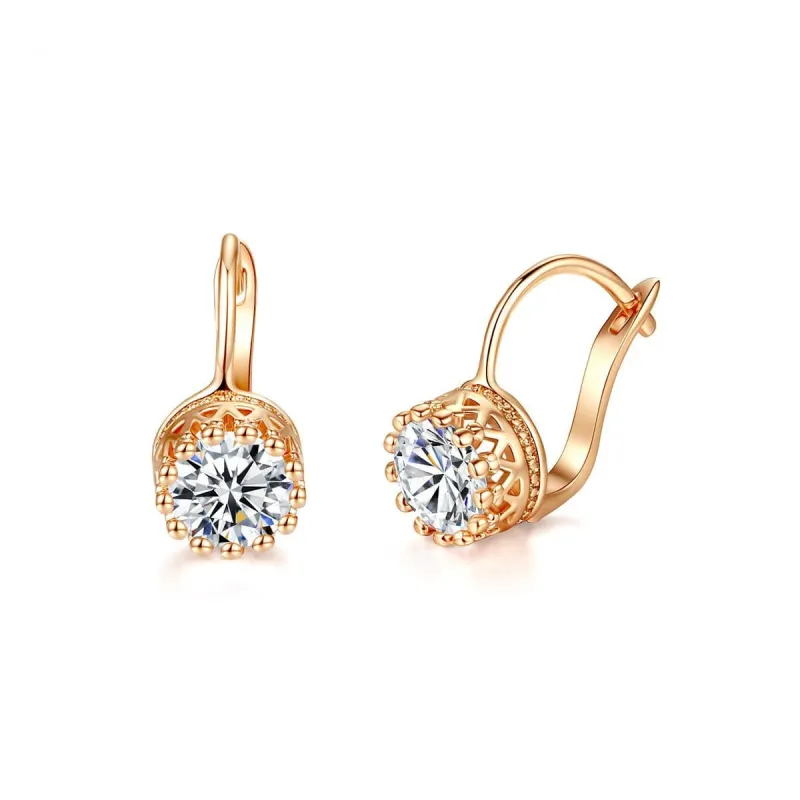 Crystal & Rose Goldtone Round Huggie Earrings made by Zulily