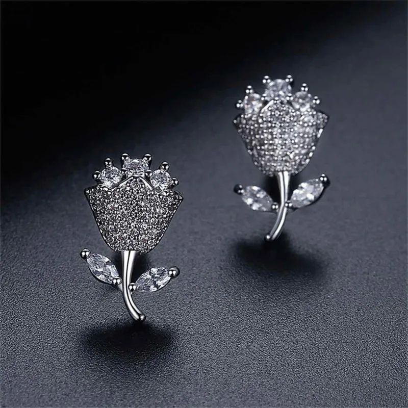 Crystal & Cubic Zirconia Rose Stud Earrings made by Zulily