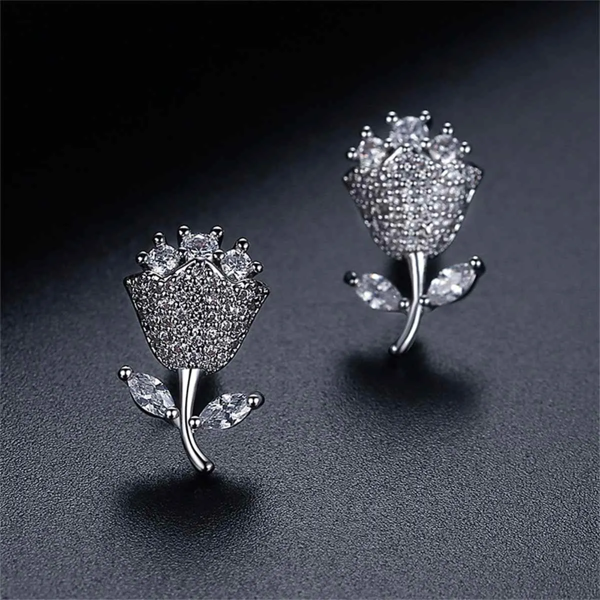 Crystal & Cubic Zirconia Rose Stud Earrings sold by Zulily