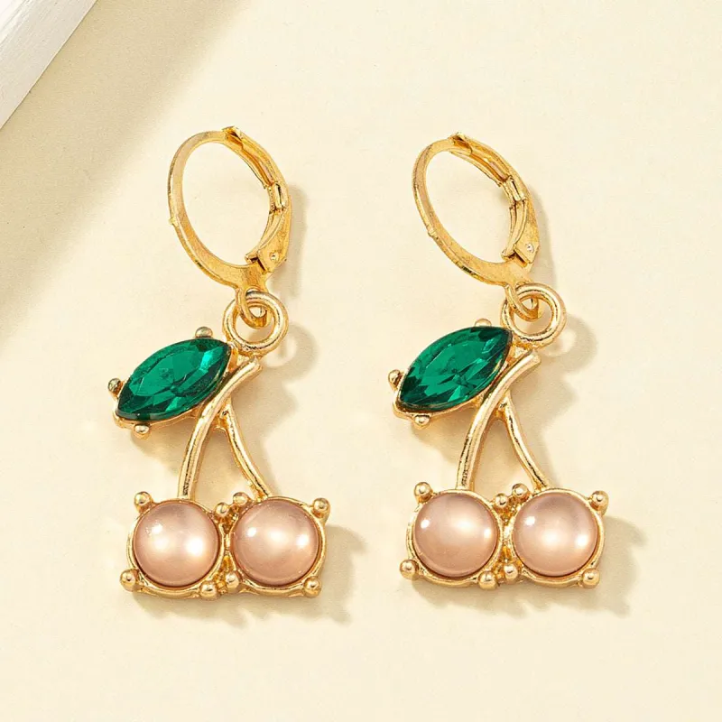 Crystal & Goldtone Cherry Charm Huggie Earrings made by Zulily
