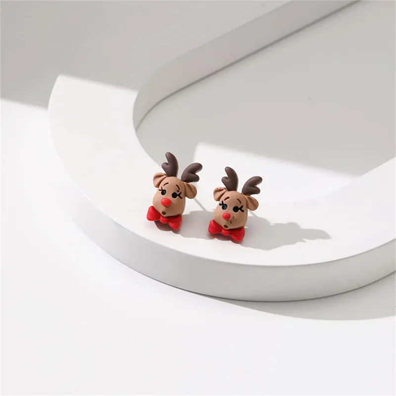 Green & Red Resin Silvertone Reindeer Bow Stud Earrings made by Zulily