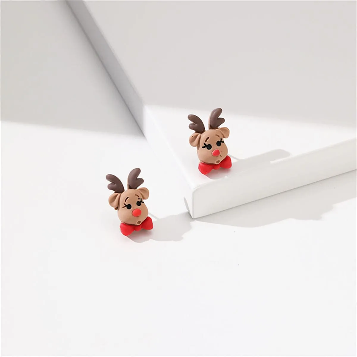 Green & Red Resin Silvertone Reindeer Bow Stud Earrings sold by Zulily product image thumbnail 3