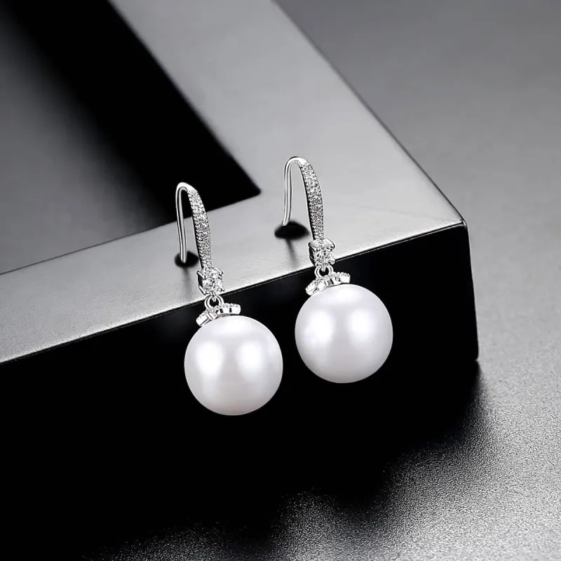 Cubic Zirconia & Pearl Silvertone Ball Drop Earrings made by Zulily