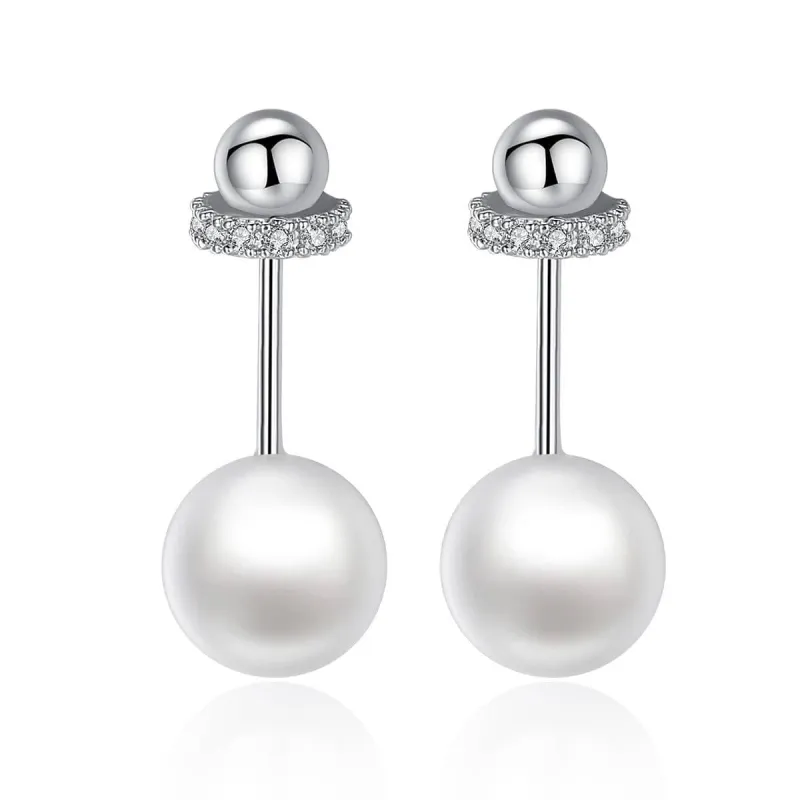 Pearl & Cubic Zirconia Interlocked Drop Earrings made by Zulily