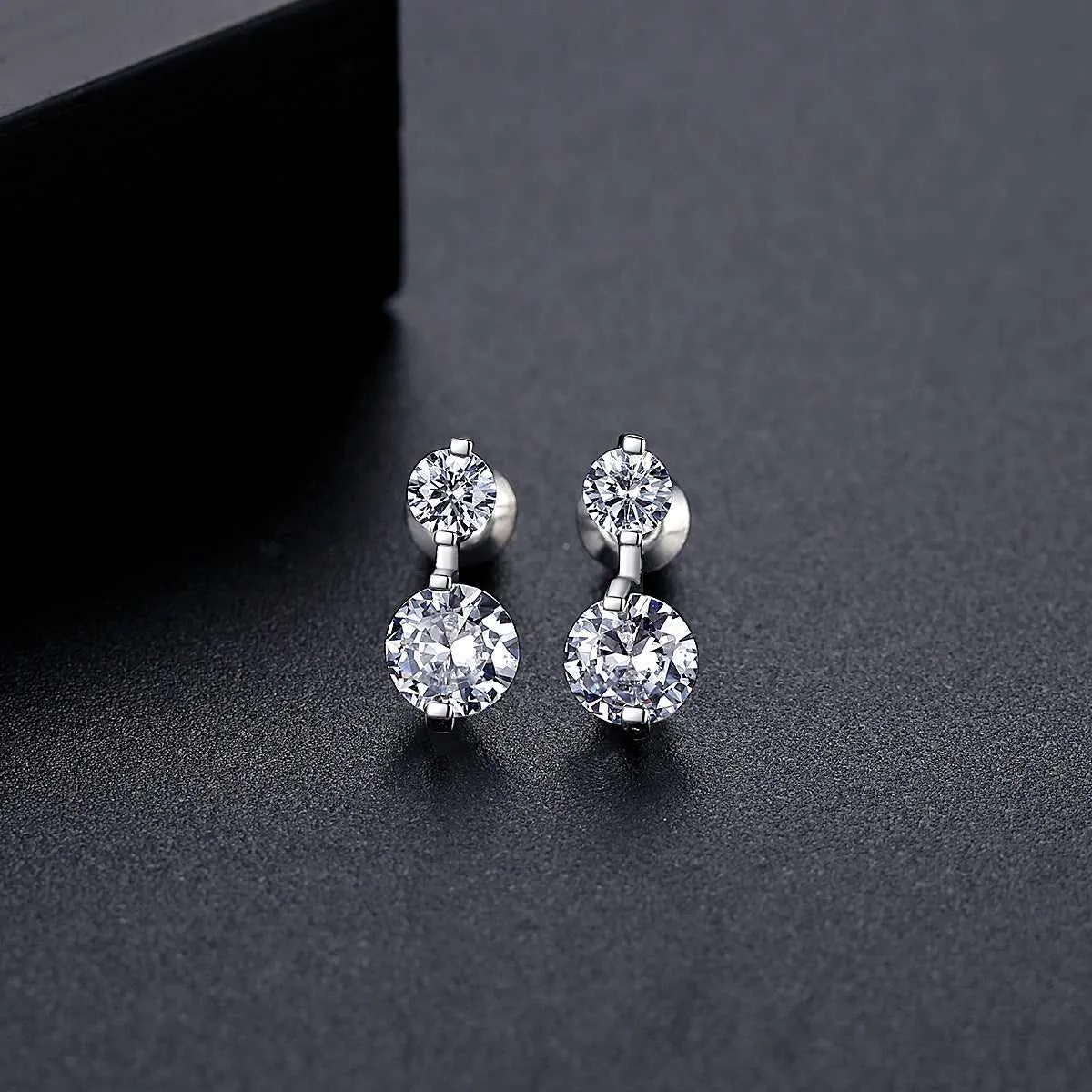 Cubic Zirconia & Silvertone Double Round Stud Earrings sold by Zulily product image thumbnail 3