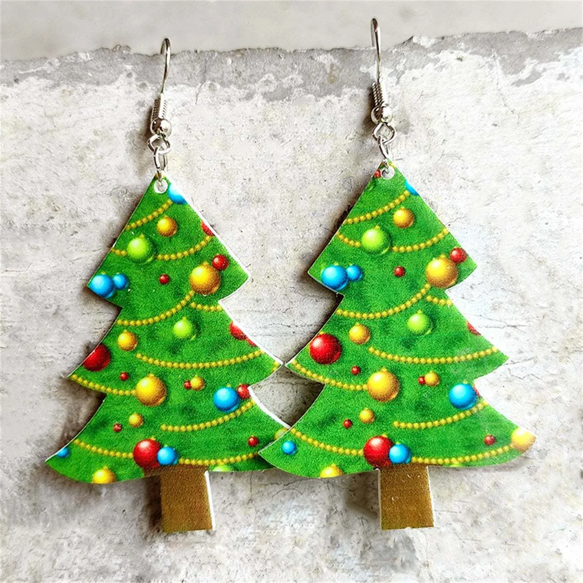 Green & Brown Christmas Tree Drop Earrings sold by Zulily