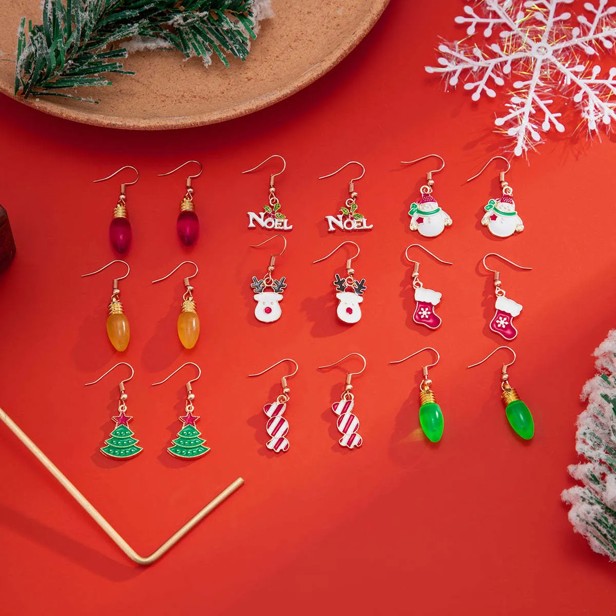 Goldtone Christmas Icons Nine-Pair Drop Earrings Set sold by Zulily product image thumbnail 3
