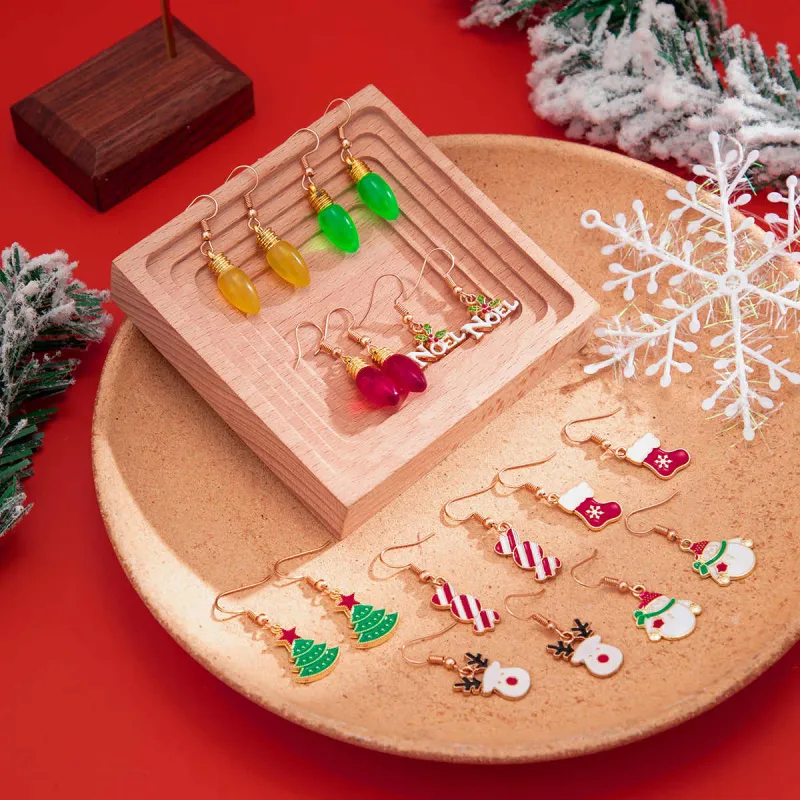 Goldtone Christmas Icons Nine-Pair Drop Earrings Set made by Zulily