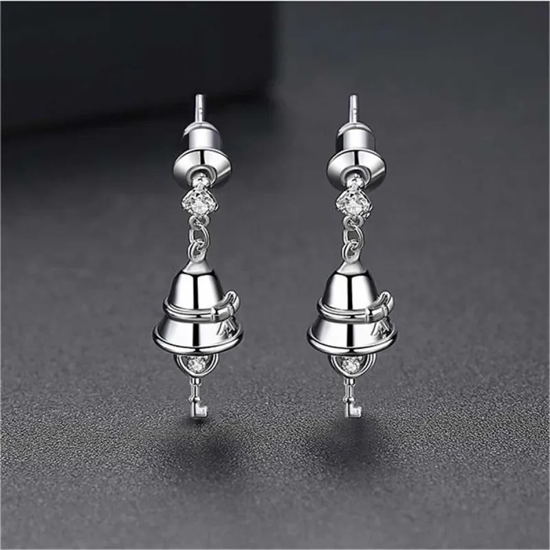 Cubic Zirconia & Silvertone Jingle Bell Drop Earrings made by Zulily