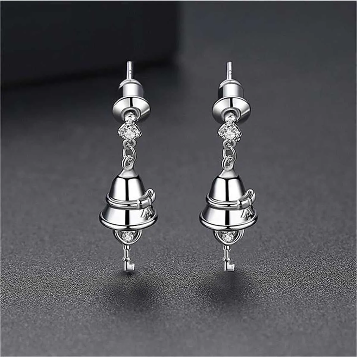 Cubic Zirconia & Silvertone Jingle Bell Drop Earrings sold by Zulily