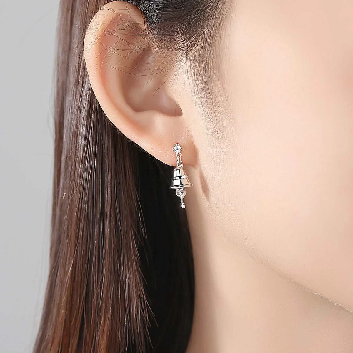 Cubic Zirconia & Silvertone Jingle Bell Drop Earrings sold by Zulily product image thumbnail 3