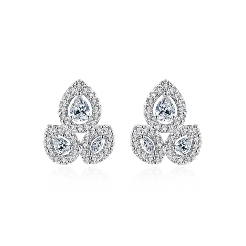 Crystal & Silvertone Halo Cluster Stud Earrings made by Zulily
