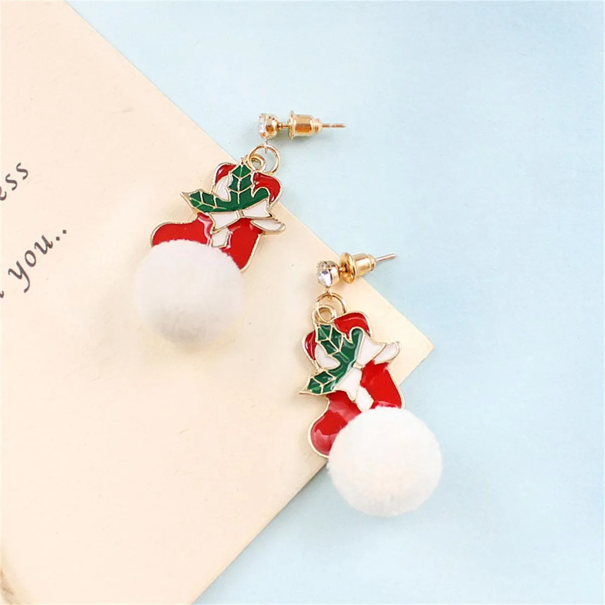 Cubic Zirconia & Red Holly Stocking Pom-Pom Drop Earrings sold by Zulily product image thumbnail 2