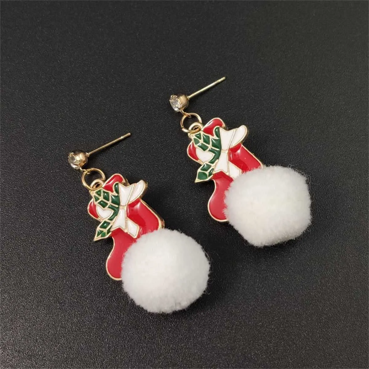 Cubic Zirconia & Red Holly Stocking Pom-Pom Drop Earrings sold by Zulily product image thumbnail 3
