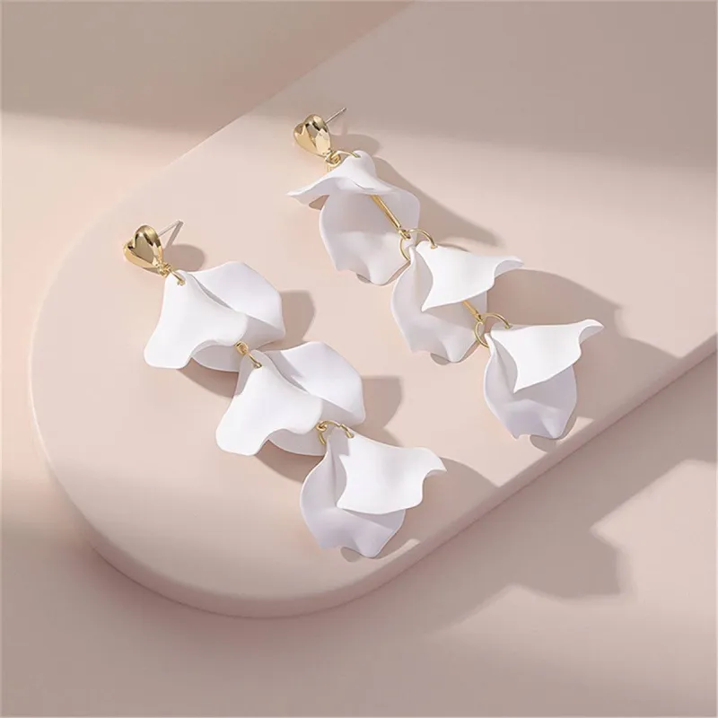 Pink Acrylic & Goldtone Leaf Sprig Drop Earrings made by Zulily