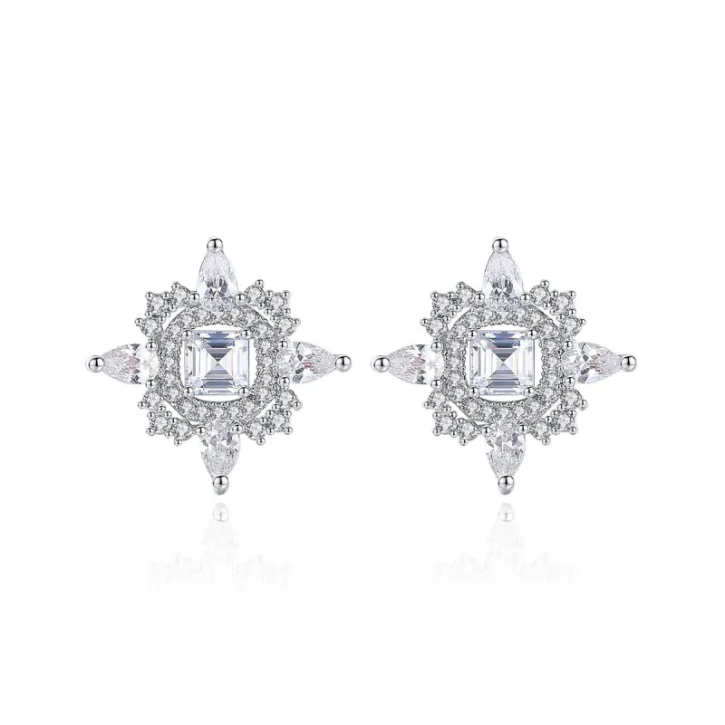 Crystal & Cubic Zirconia Silvertone Lotus Stud Earrings made by Zulily