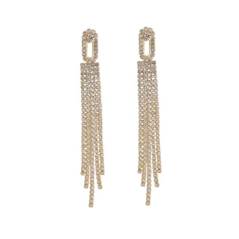 Cubic Zirconia & Goldtone Oval Tassel Drop Earrings made by Zulily