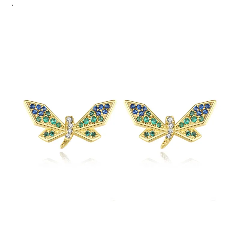 Cubic Zirconia & Goldtone Dragonfly Stud Earrings made by Zulily