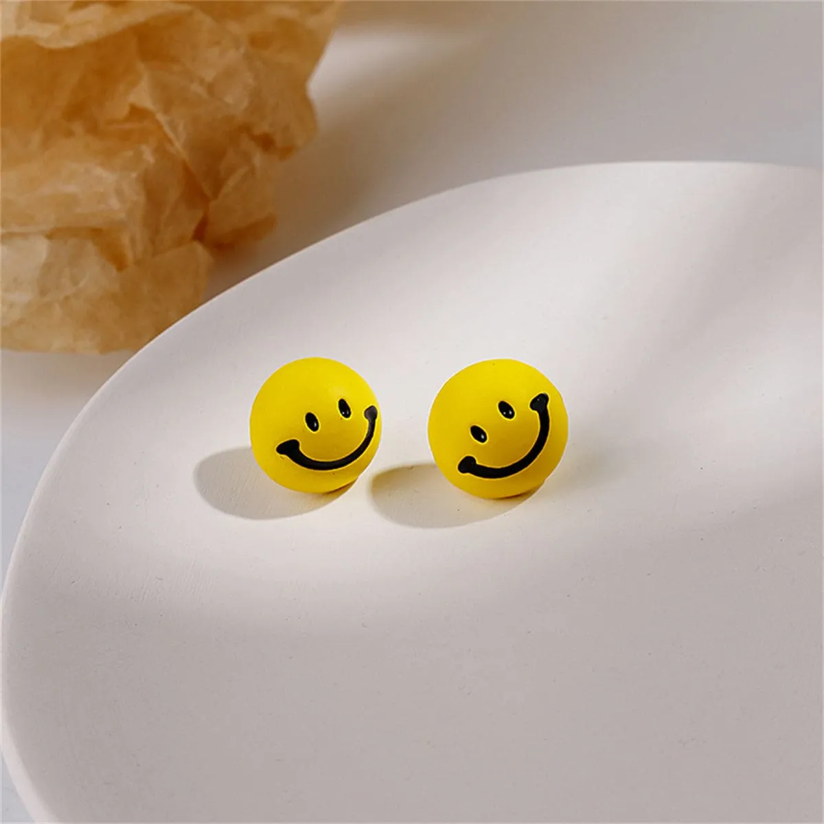 Yellow Enamel & Silvertone Smiley Stud Earrings sold by Zulily product image thumbnail 3